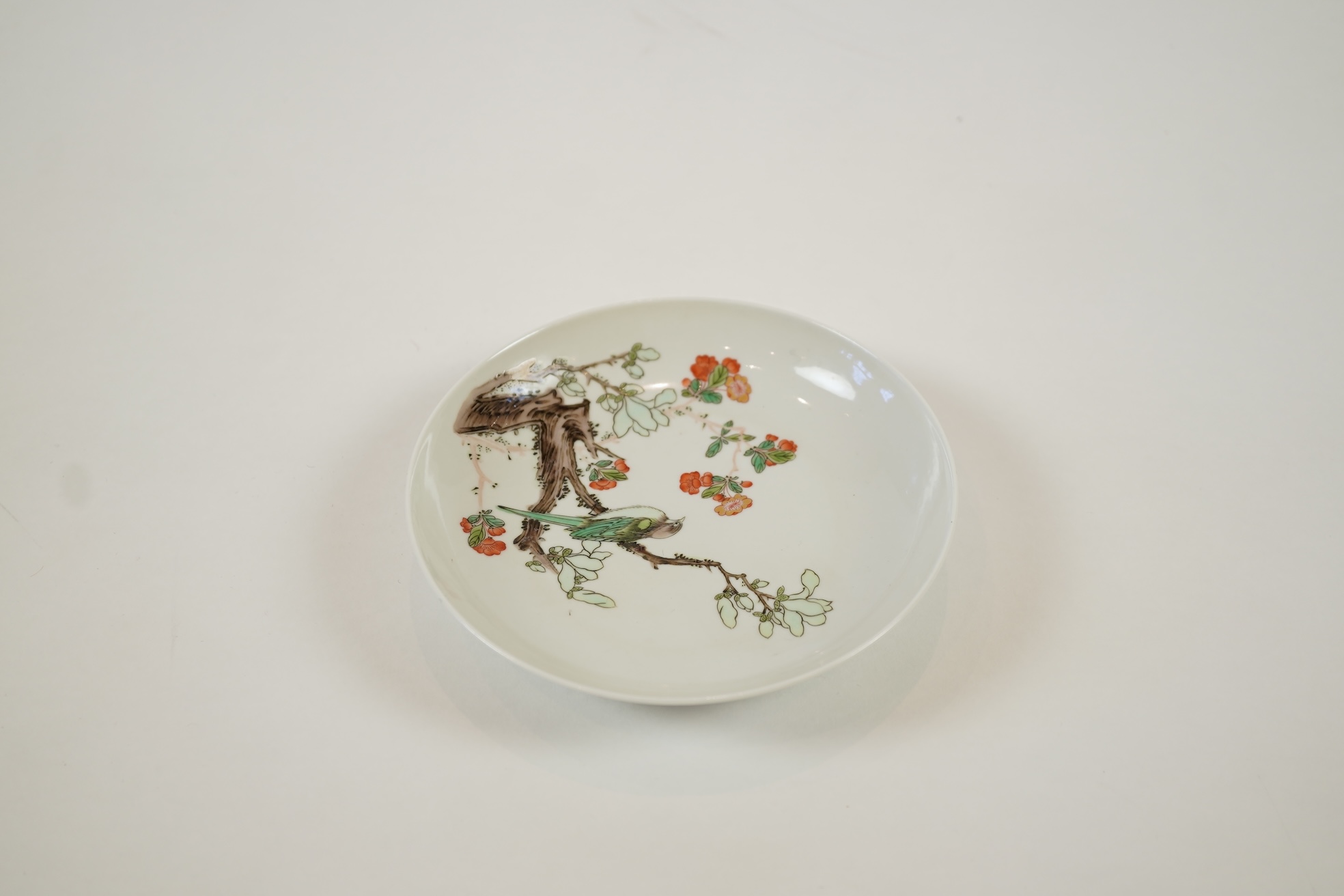 A Chinese famille verte saucer dish, Chenghua mark but later